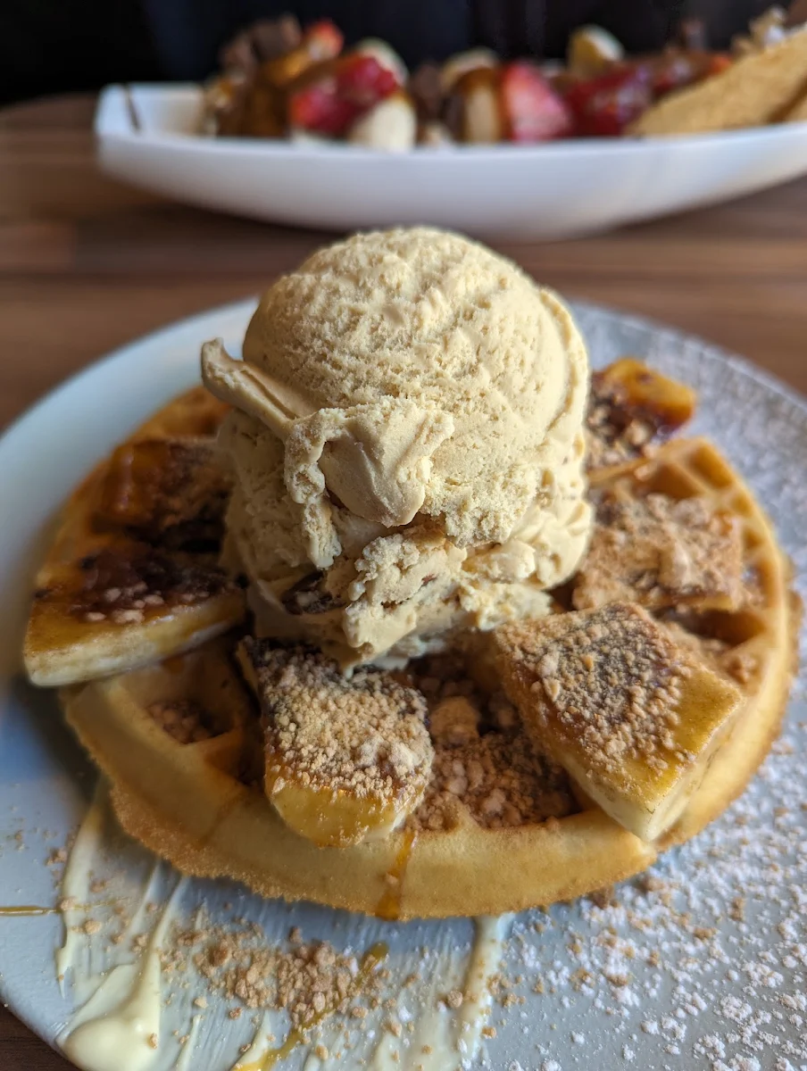 Belgian Waffle with Ice Cream Topping