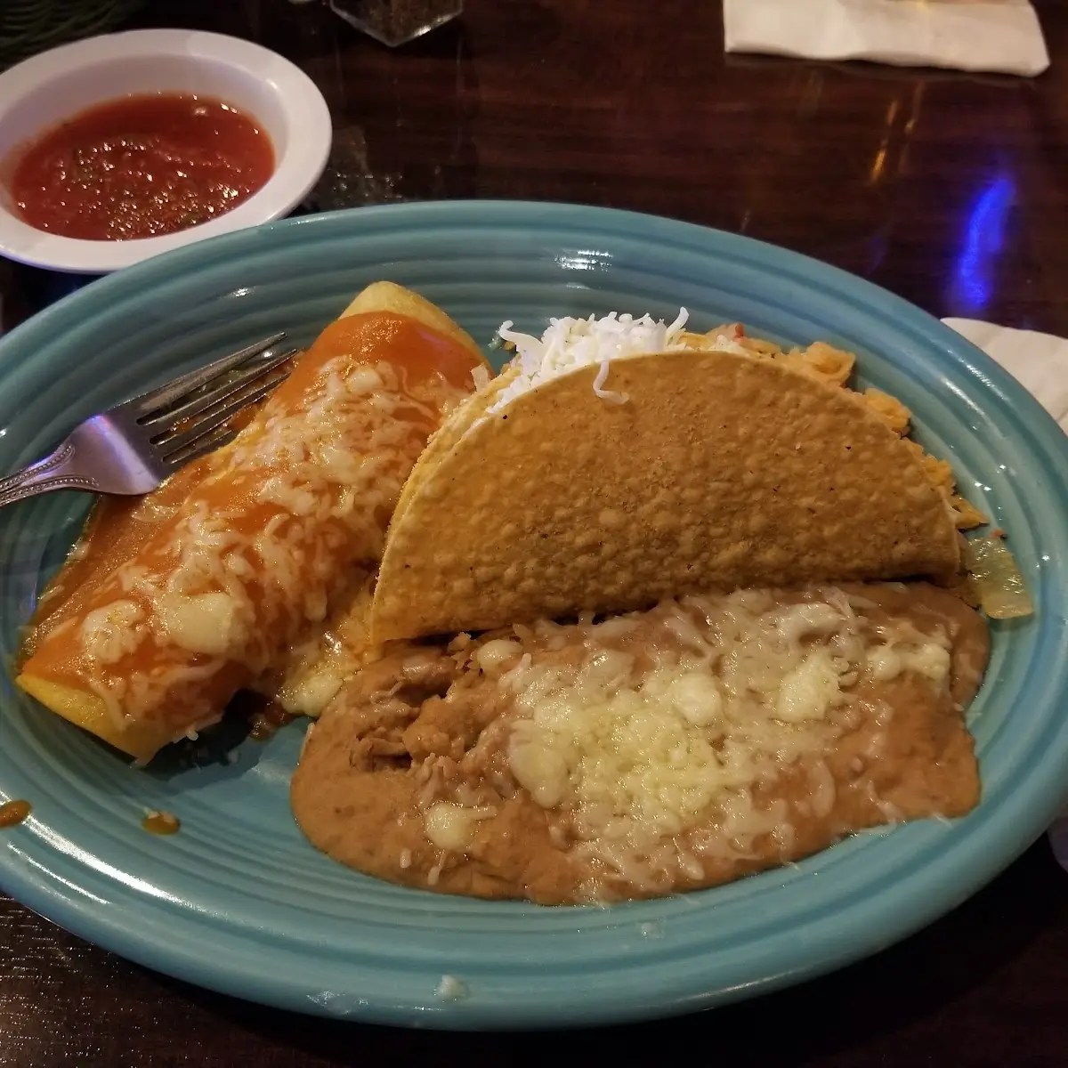Chicken Chimichanga and Refried Beans