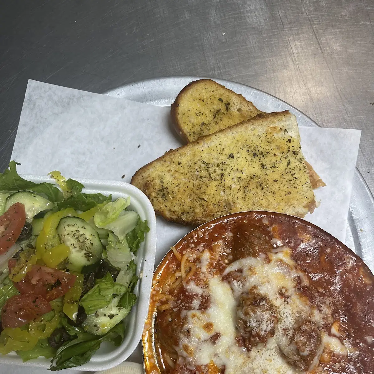 16 Cheese Pizza Pasta Salad & Garlic Bread Special