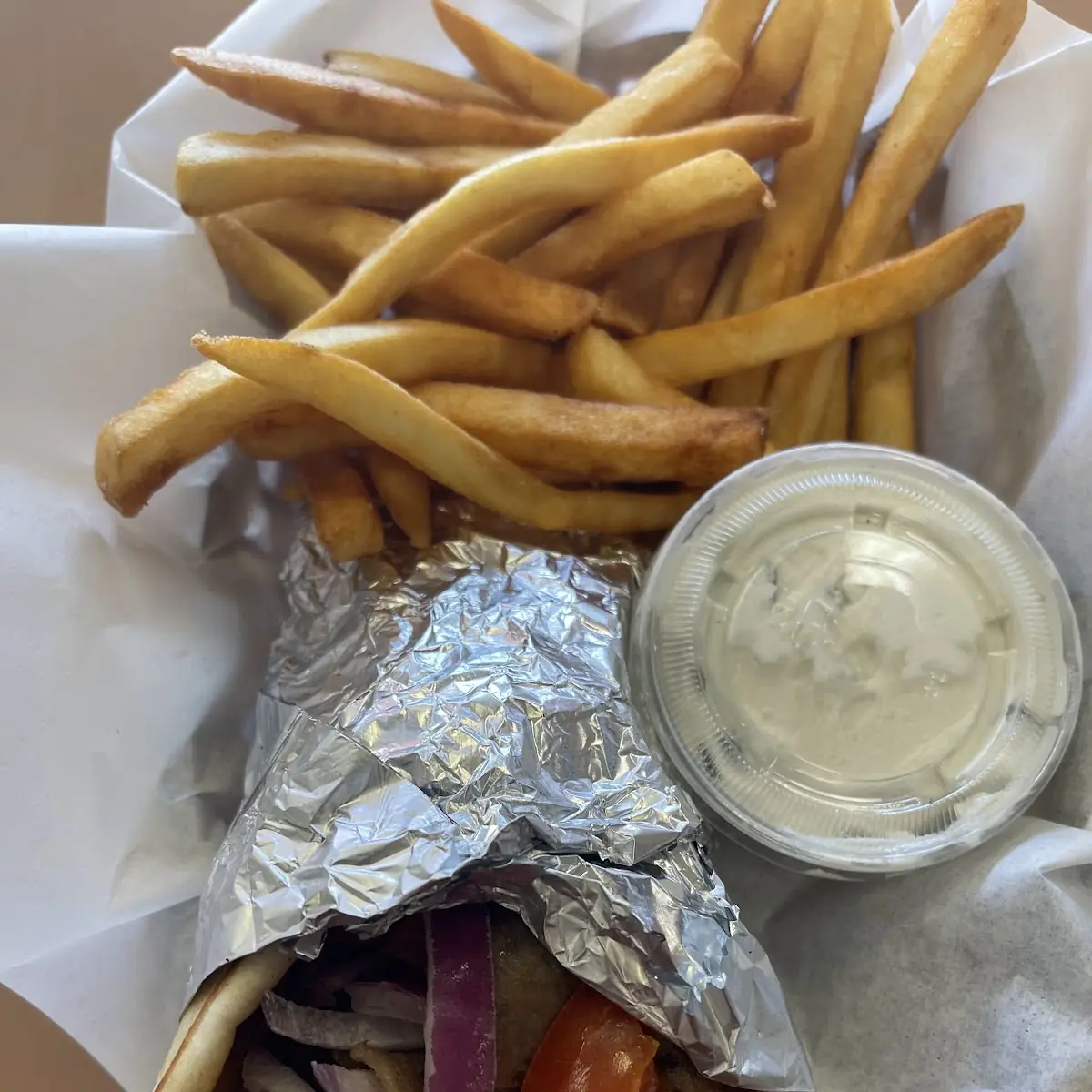 Lamb Gyro Sandwich With French Fries