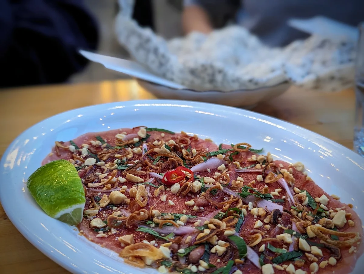 Wagyu Beef Carpaccio, Kaminari Ramen Bar