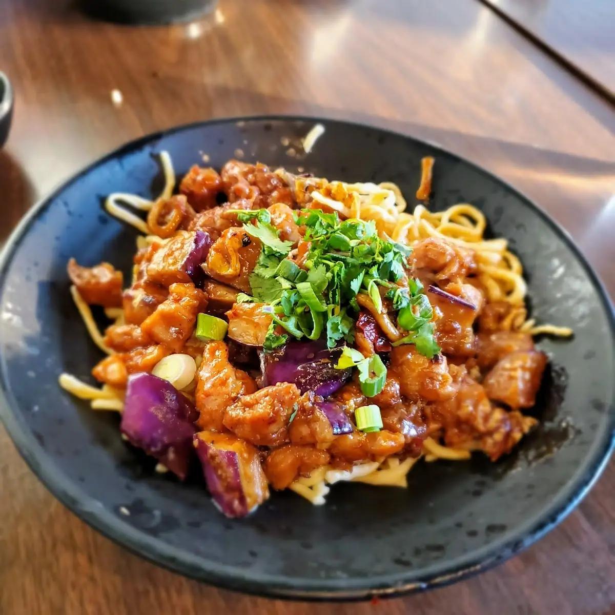 Eggplant and Chicken Noodles