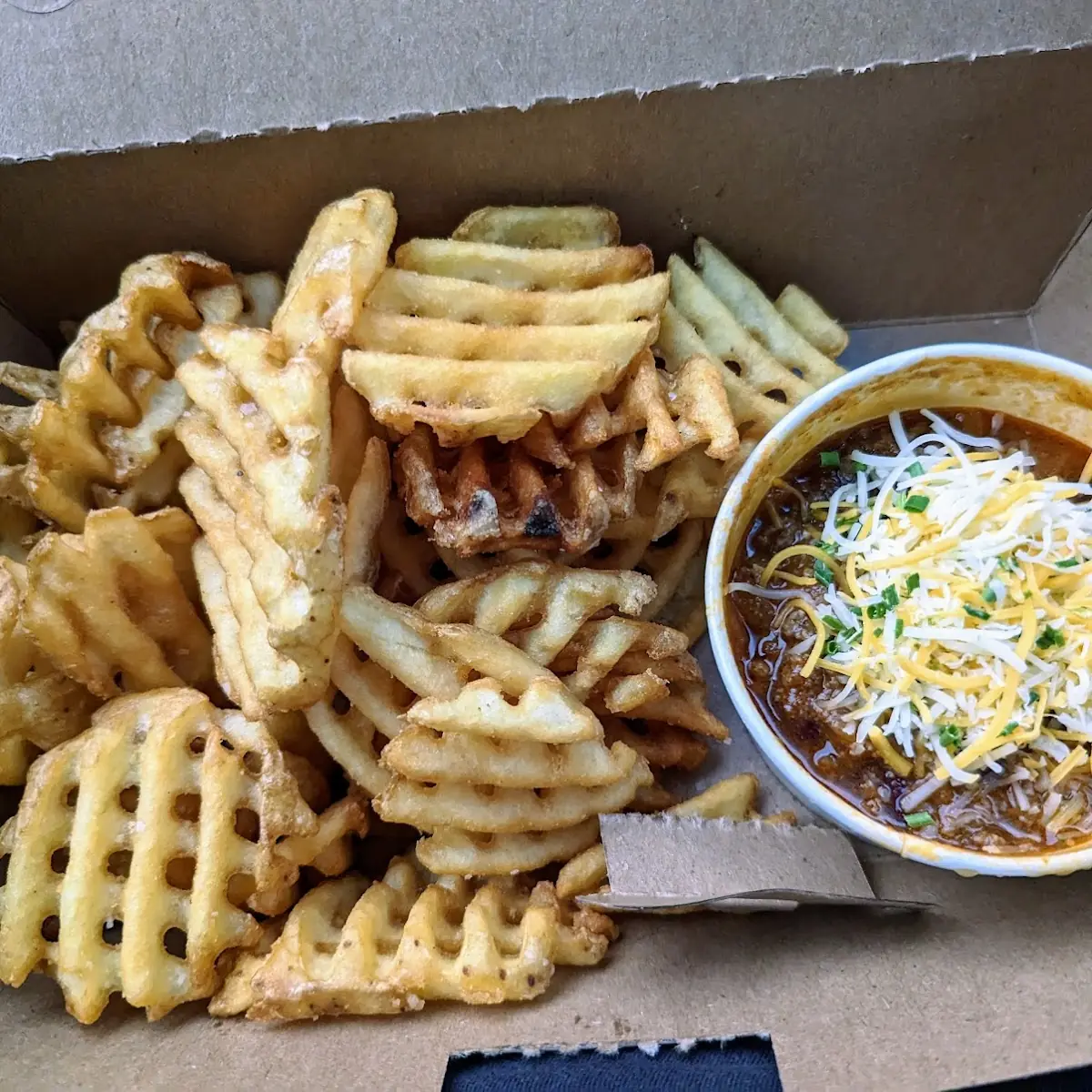 Chili Cheese Waffle Fries