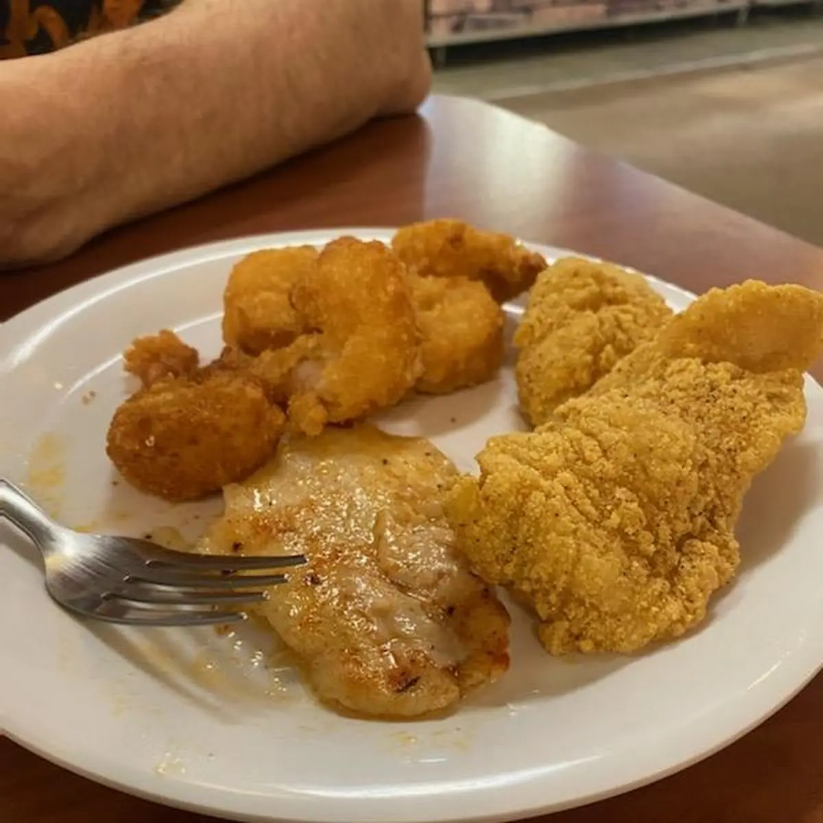 Baked and Fried Fish with Fried Shrimp