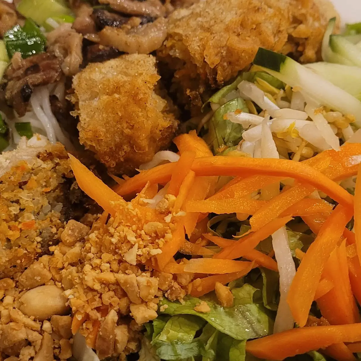 Rice Vermicelli with Egg Rolls