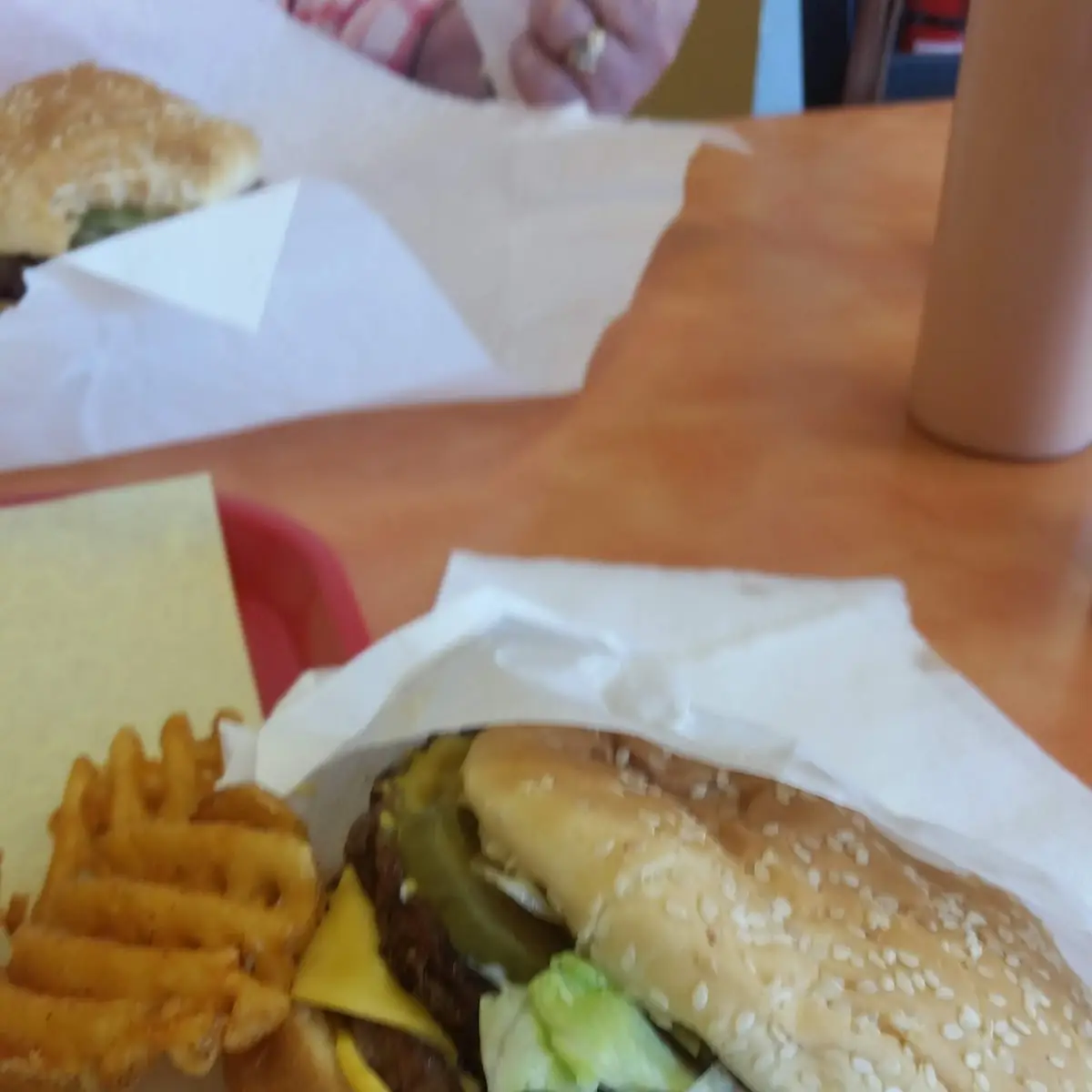 Double Cheeseburger and Waffle Fries
