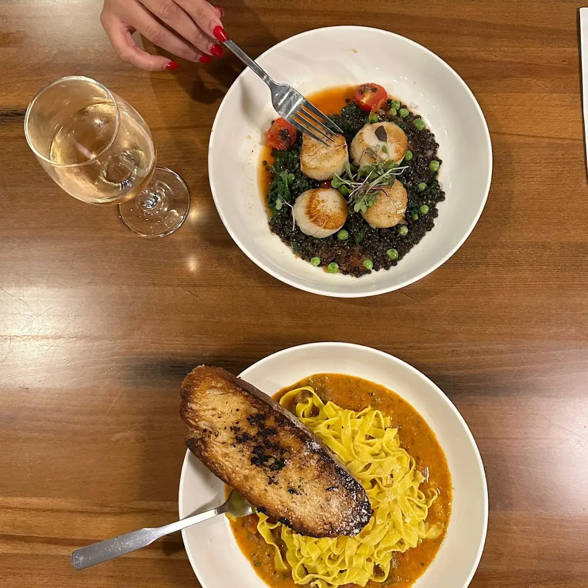 Lamb Bolognese and Seared Sea Scallops
