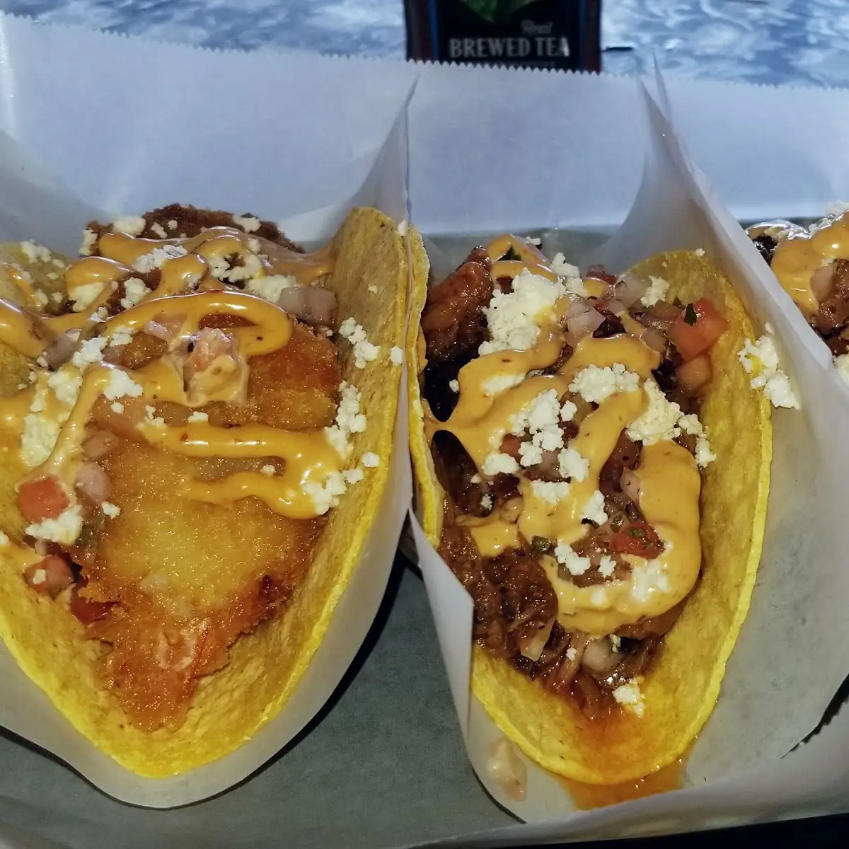 3 Tacos Shrimp Brisket Pulled Pork