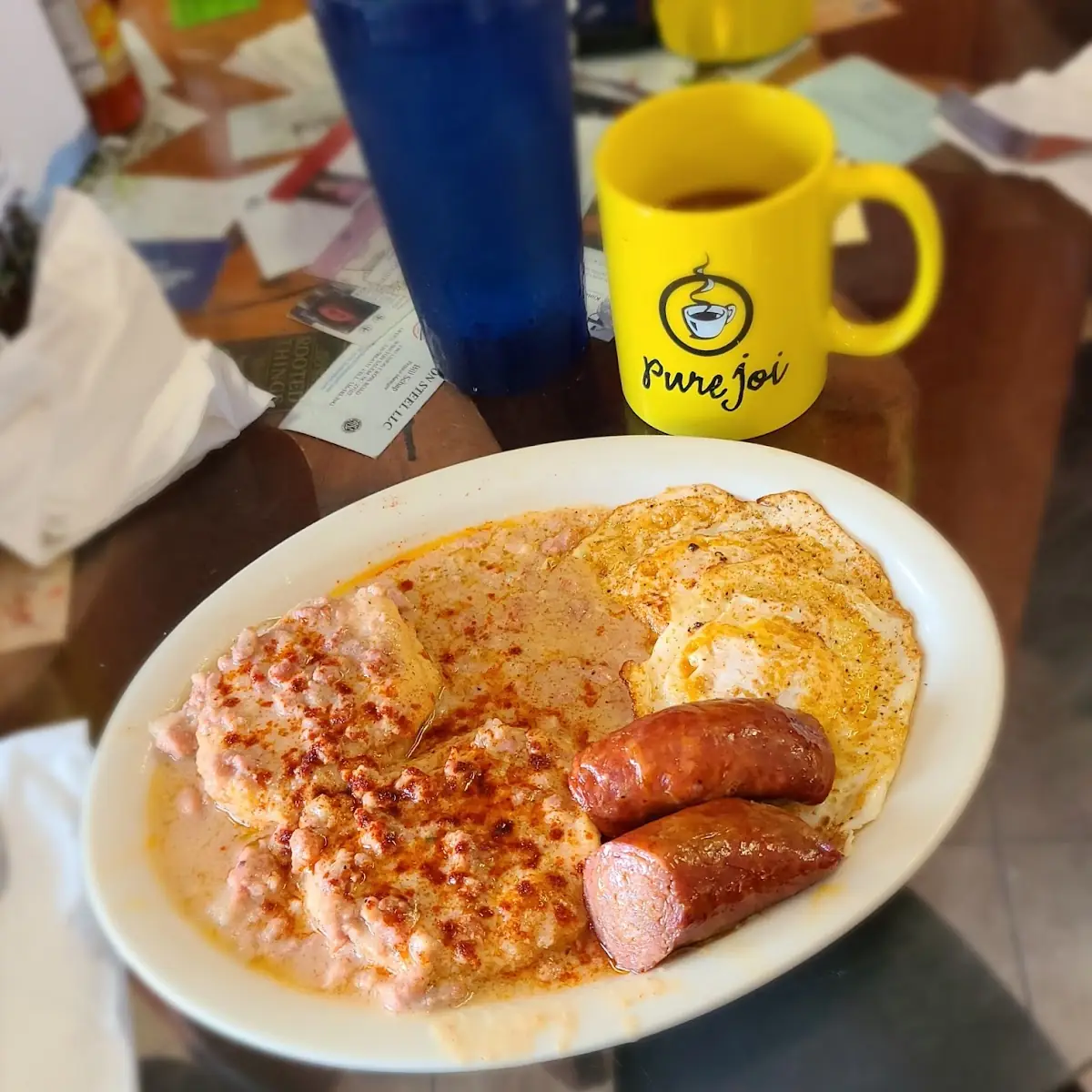 2 Eggs Om with Sausage and Biscuits and Gravys
