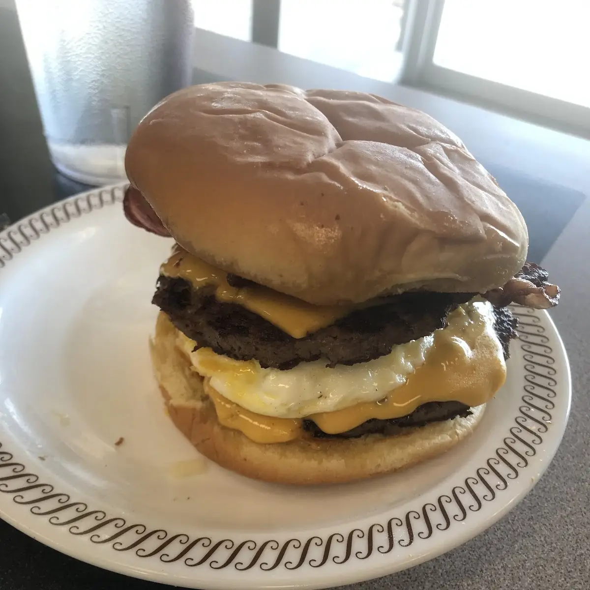 Bacon Double Cheeseburger with Fried Egg Royal