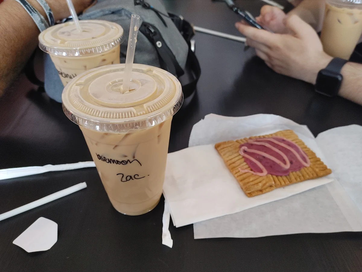 Large Blue Moon Iced Latte w a Poptart