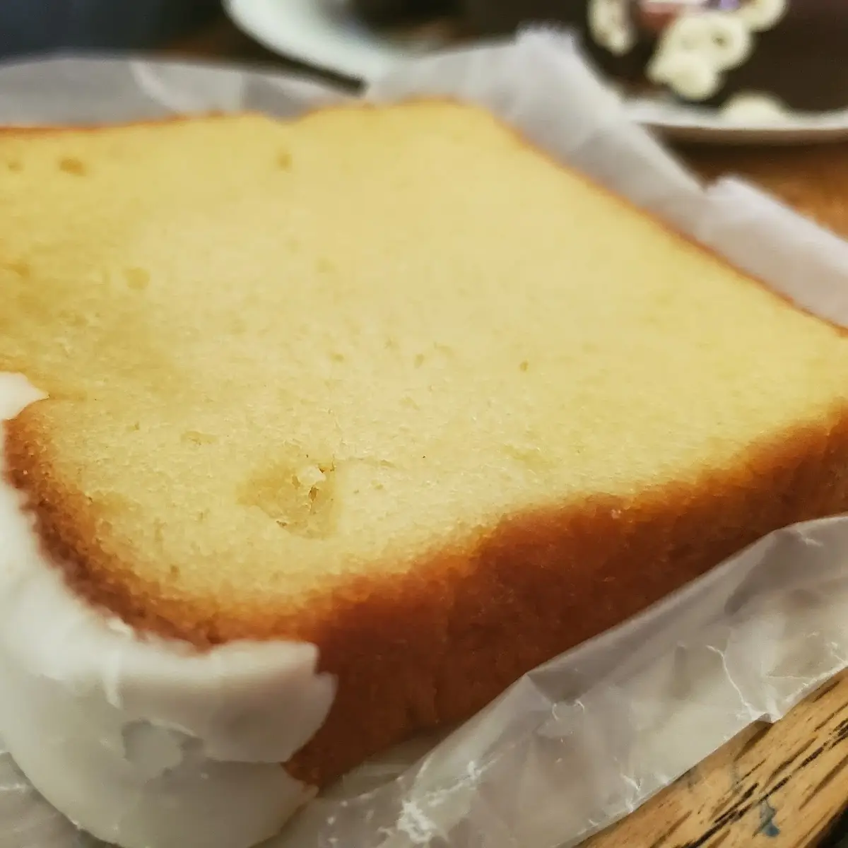 Slice of Iced Lemon Pound Cake