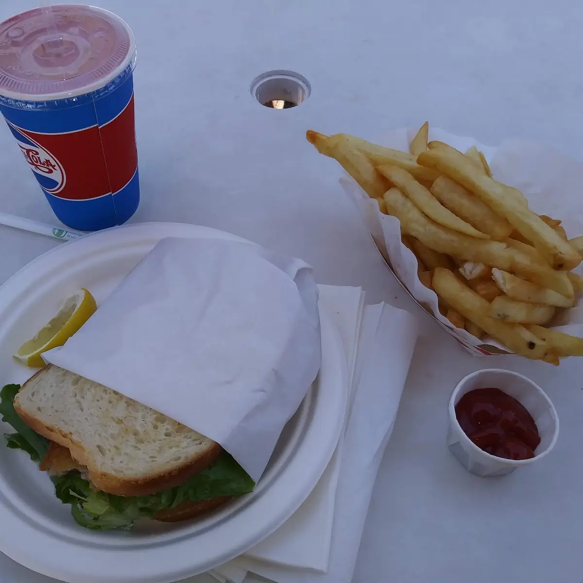 Fish Sandwich Fries Strawberry Shake
