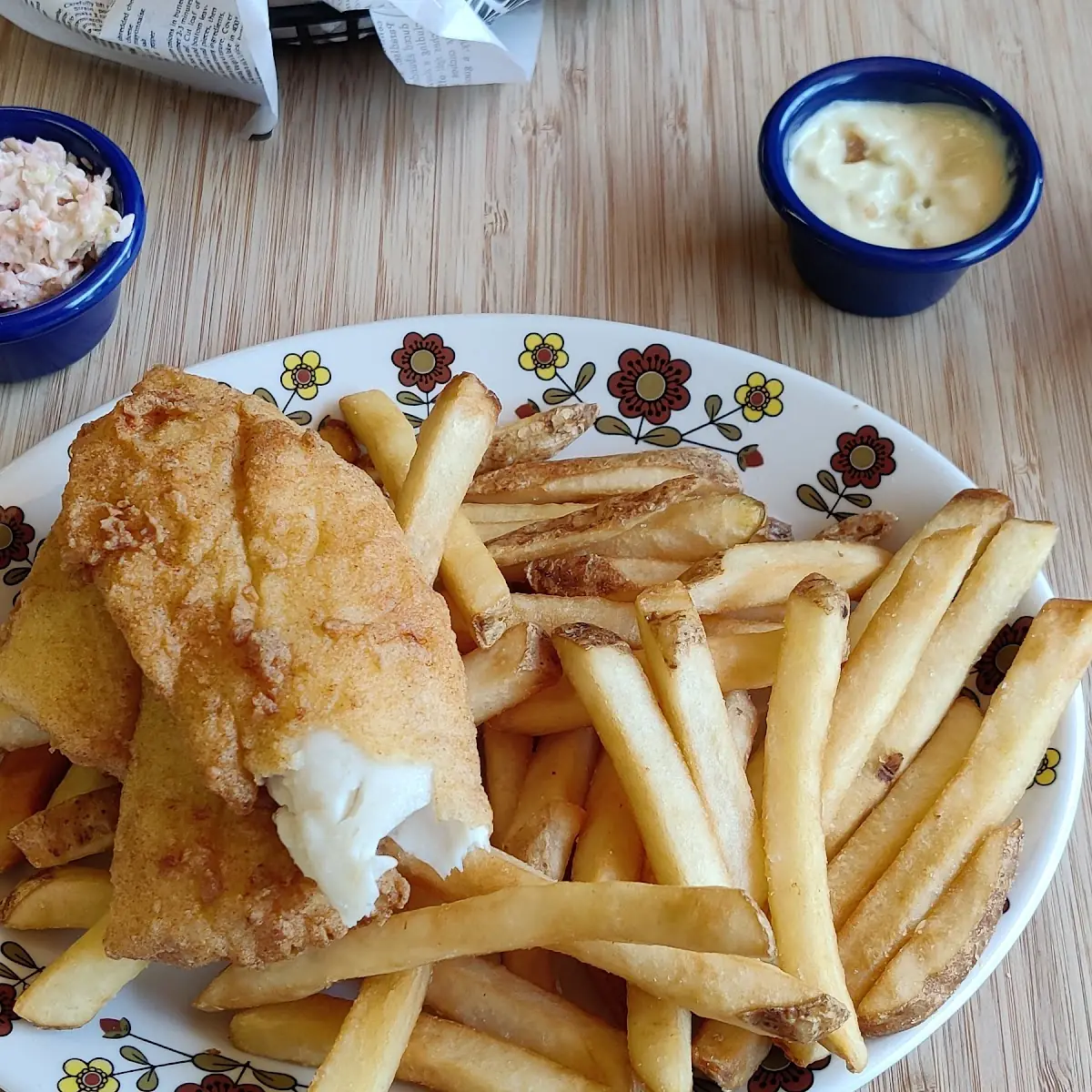 Fish and Chips, The Porch at Friar’s Bay Inn and Cottages