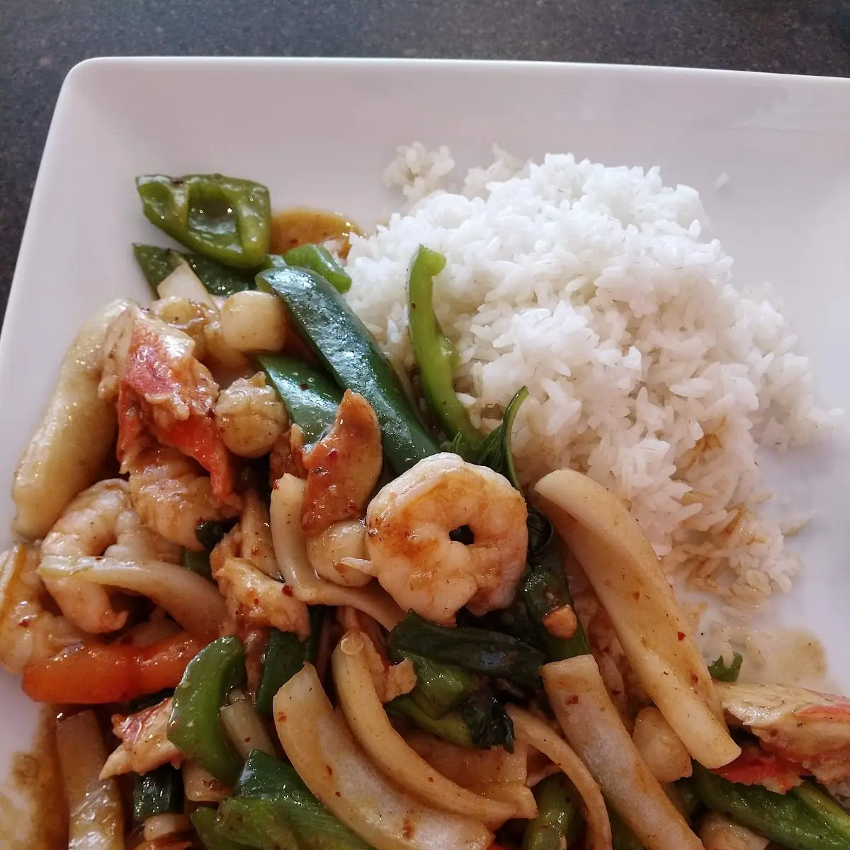 Spicy Seafood with Steamed Rice
