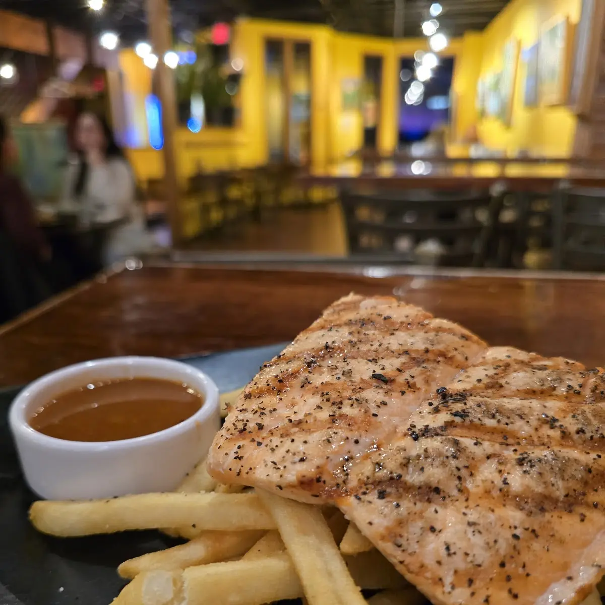 Grilled Salmon with Fries