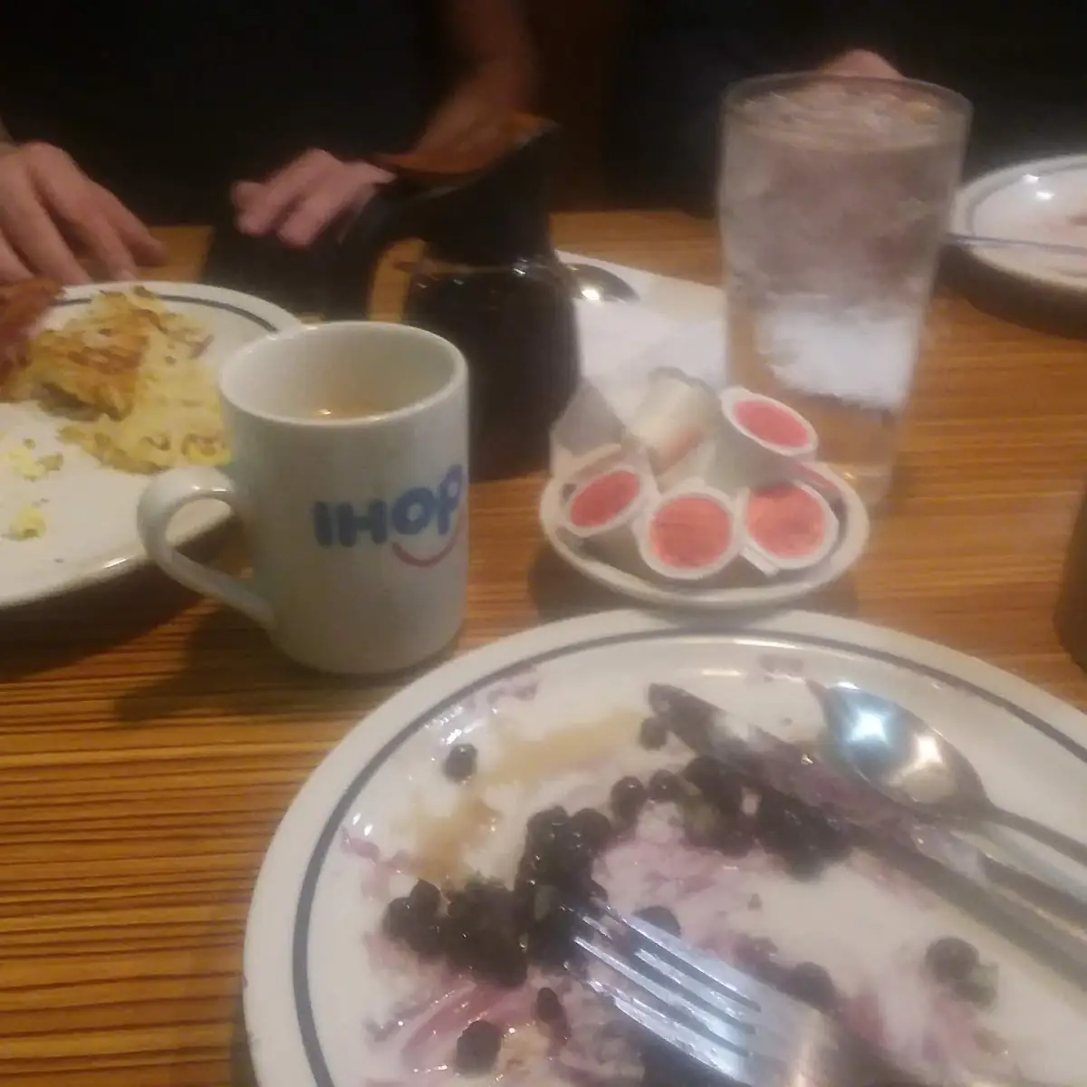 Scrambled Eggs & Bacon Side of Pancakes