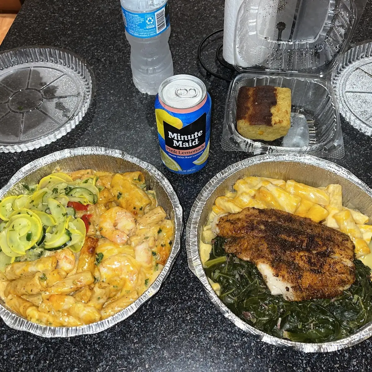 Seafood Mac and Cheese Blackened Catfish Cornbread