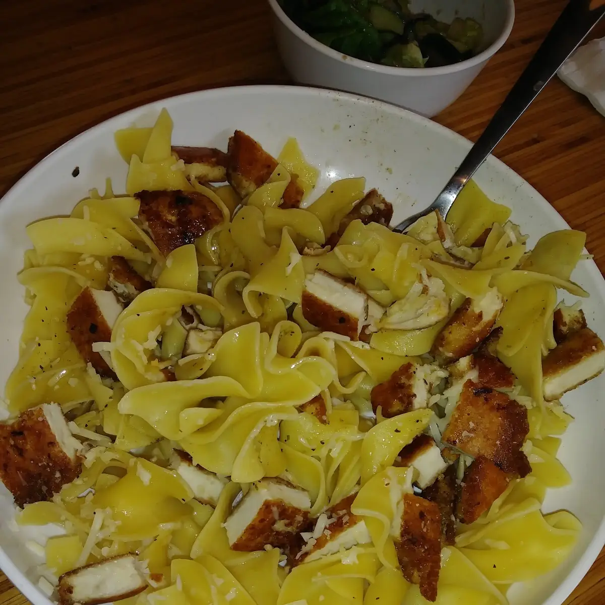 Buttered Noodles with Parmesan Crusted Chicken