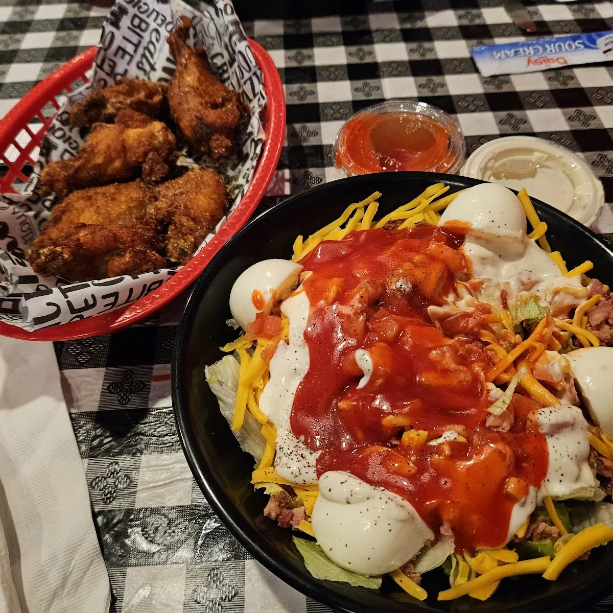 Chef Salad and Lemon Pepper Wings