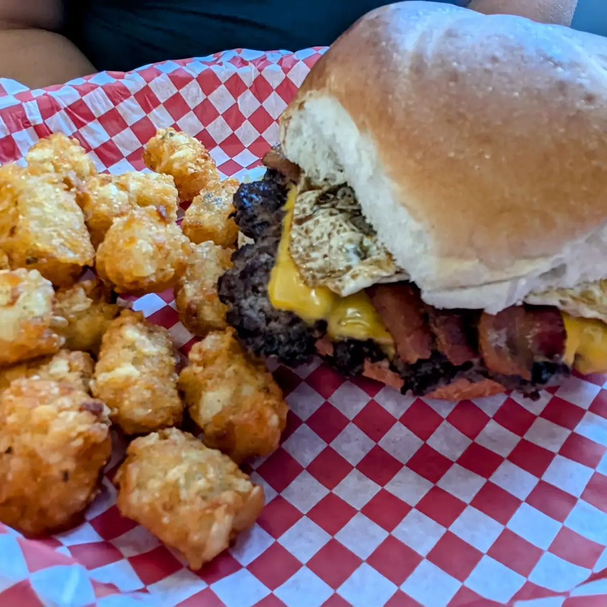 Cheese Burger and Tater Tots