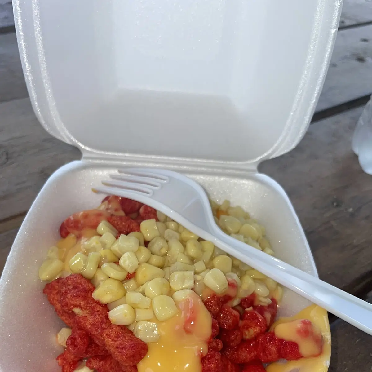 Hot Cheetos with Corn and Cheese