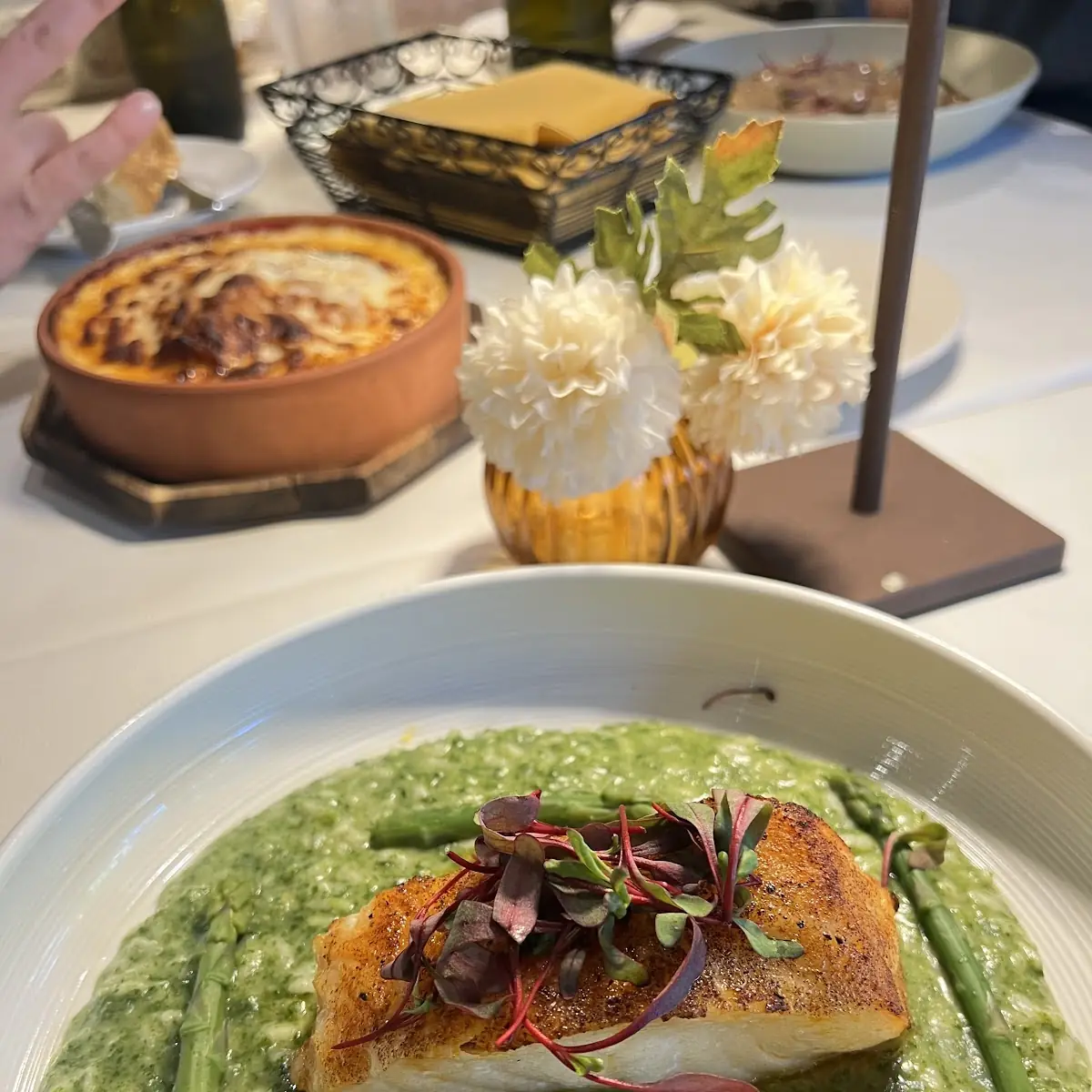 Sea Bass with Asparagus Risotto