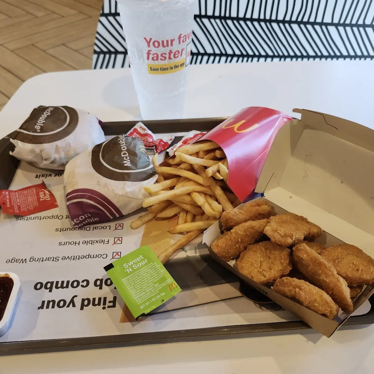 Chicken Mcnuggets Fries and Double Cheeseburger