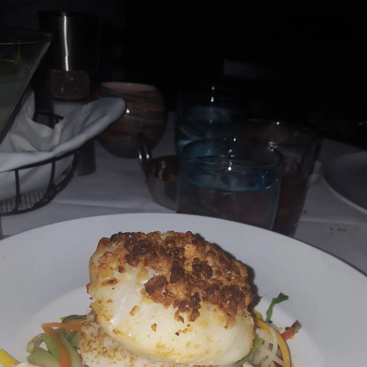 Macadamia-Miso Crusted Sea Bass