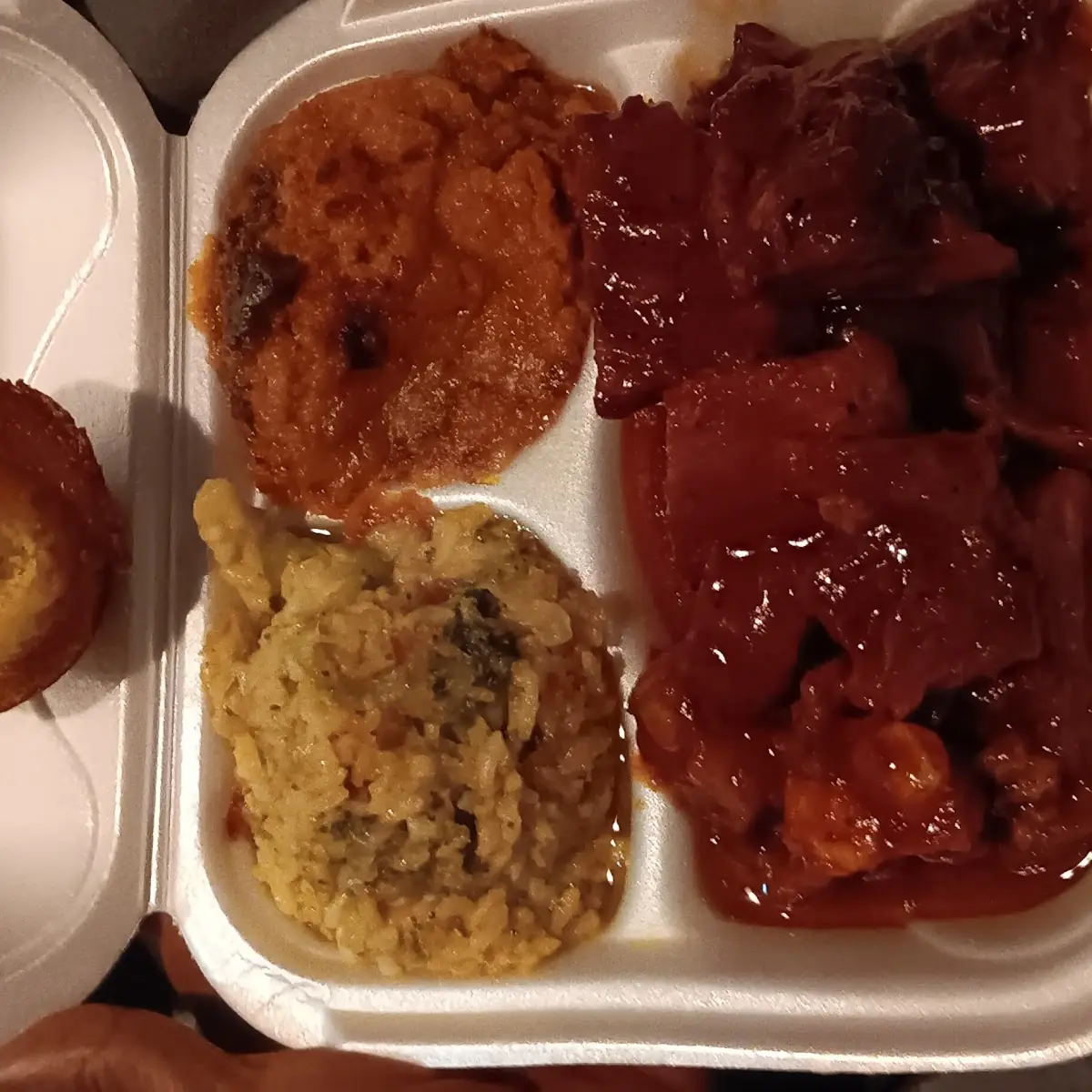Rib Tips with Yams and Rice