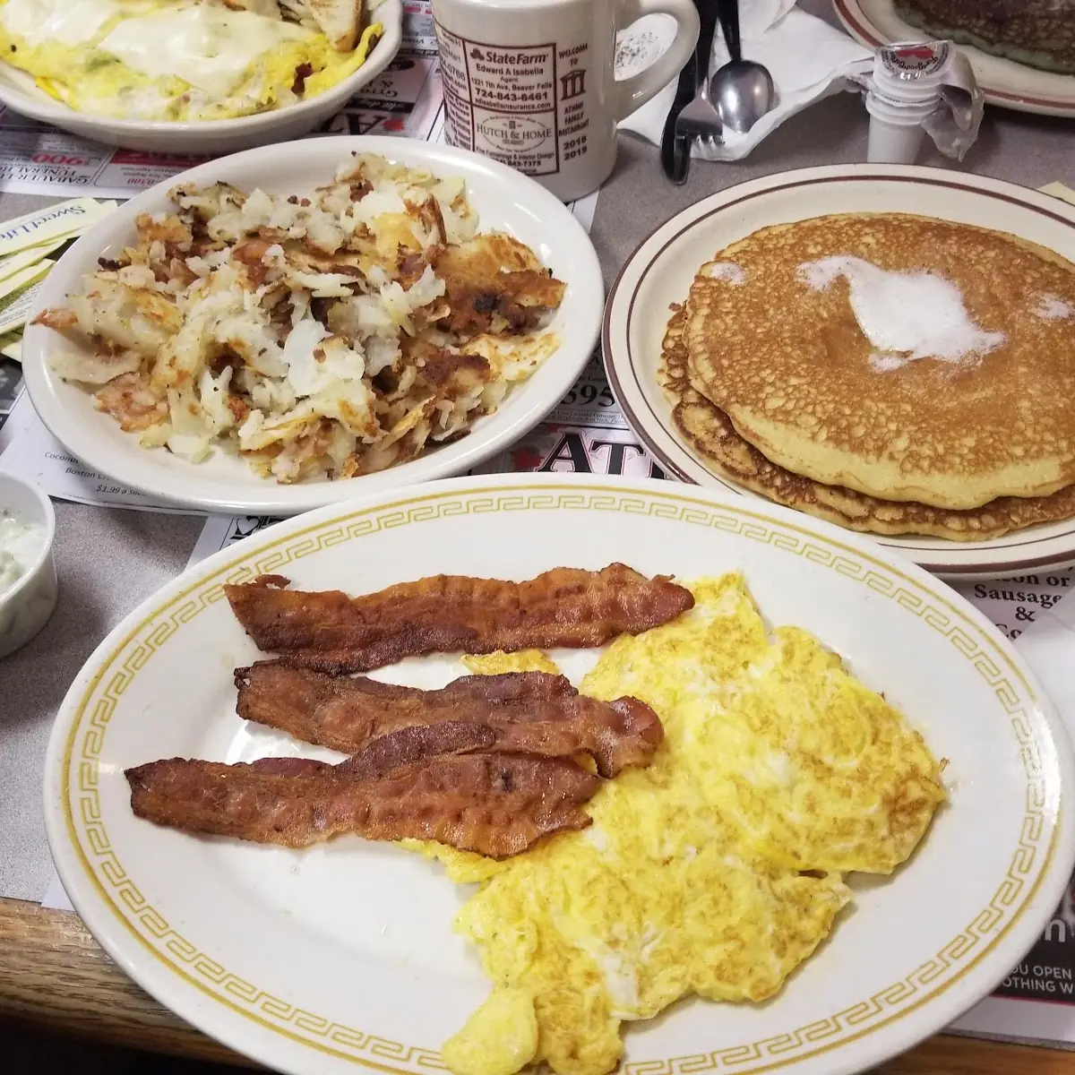 Two Eggs Two Pancakes Bacon or Sausage