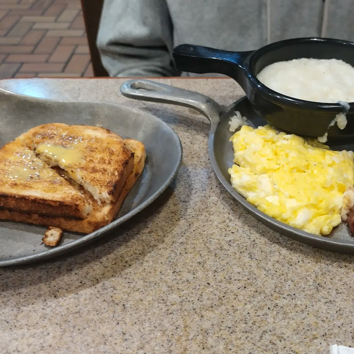 Steak with Scrambled Eggs and Grits