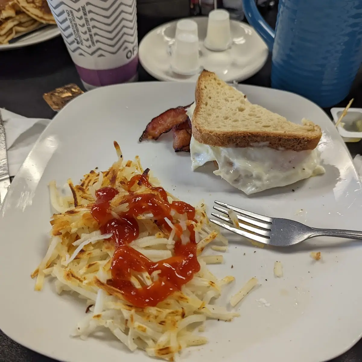 Bacon Egg and Cheese Sandwich with Hash Browns