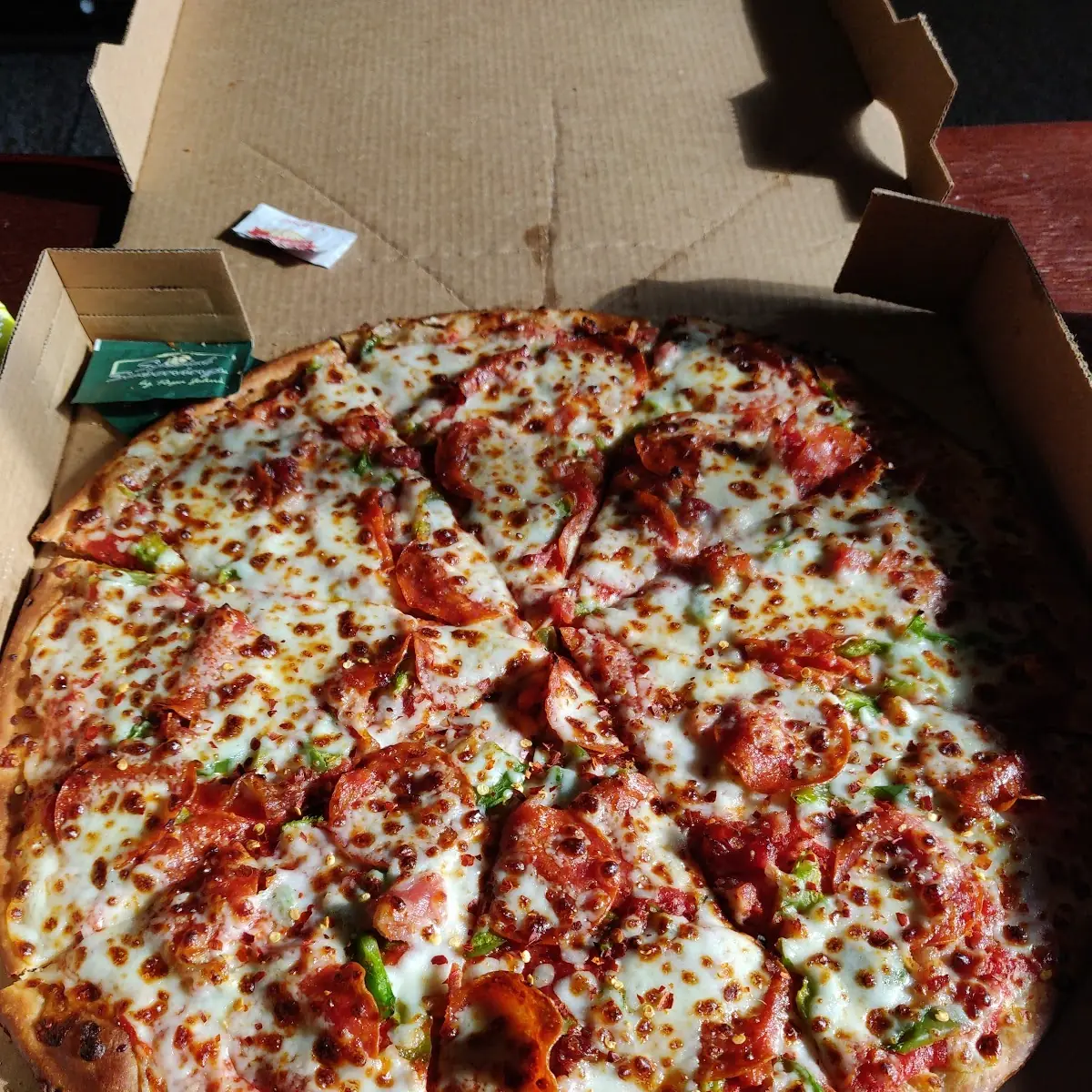 Thin Pepperoni Bacon Green Peppers
