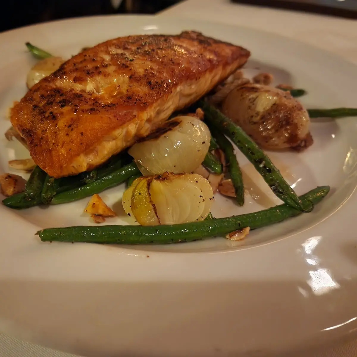 Seared Citrus Glazed Salmon with Marcona Almonds and Brown Butter