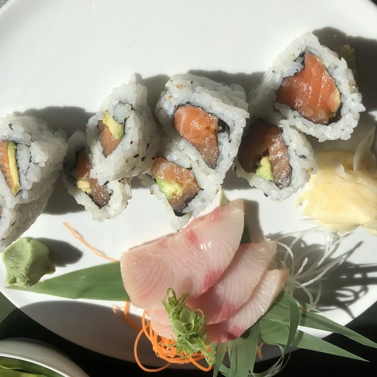 Hamachi Sashimi with Salmon Avocado Roll