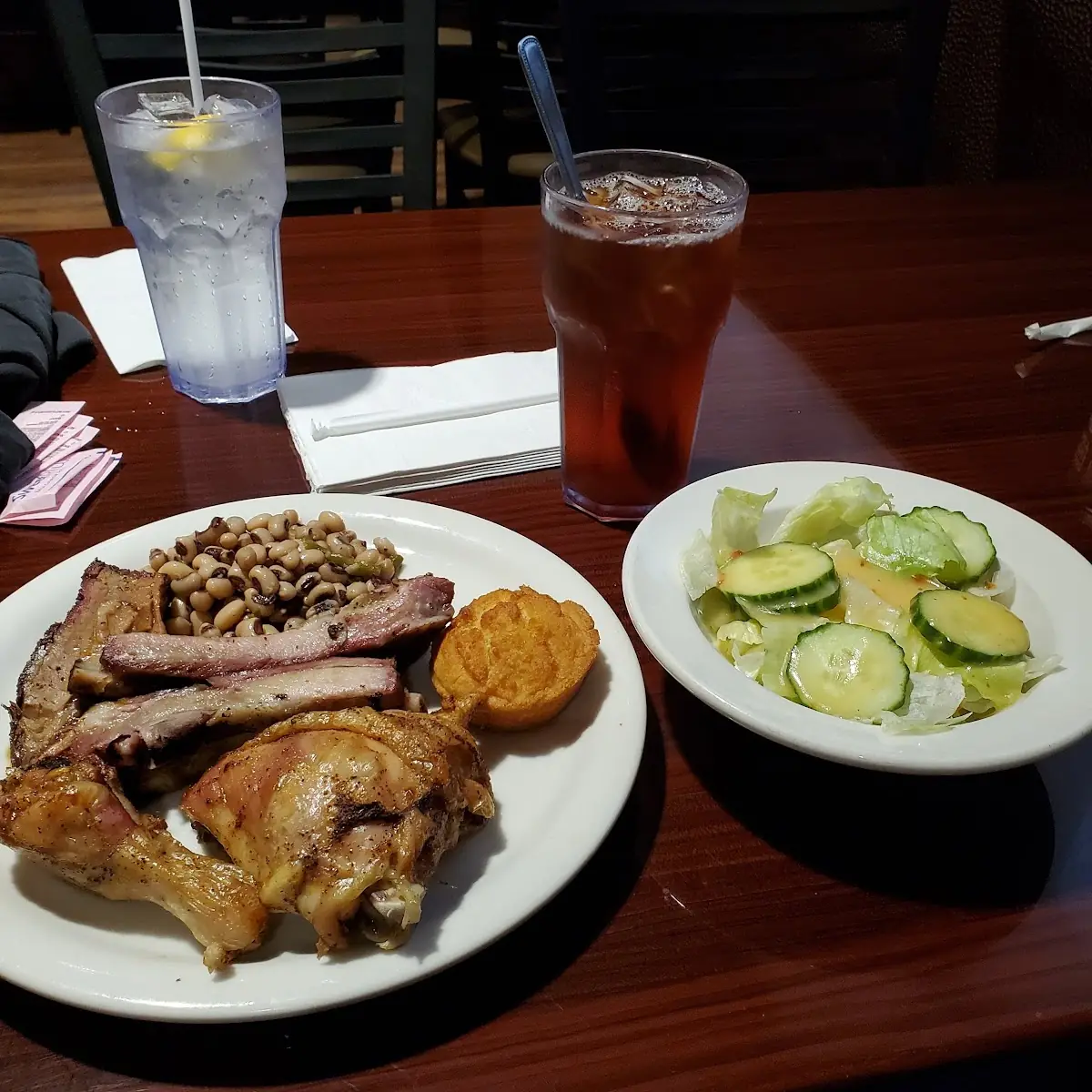 Chicken Brisket Ribs Peas Corn Bread