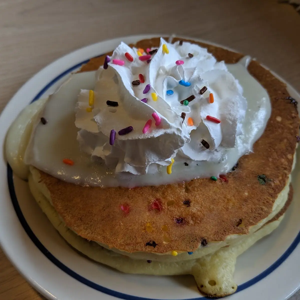 Birthday Cake Pancakes with Rainbow Sprinkles