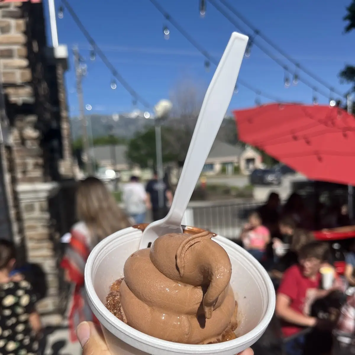 Churro with Chocolate Ice Cream and Salted Caramel