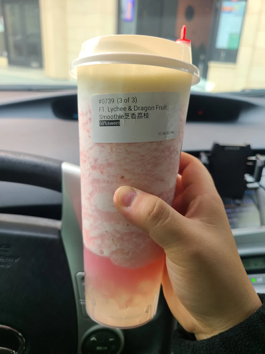 Lychee Dragon Fruit Slushie with Salted Creama