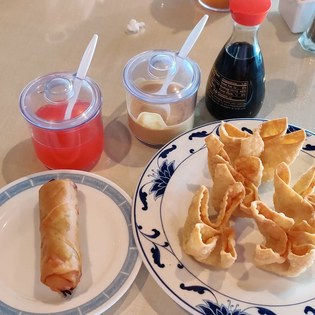 Egg Roll and Crab Rangoon