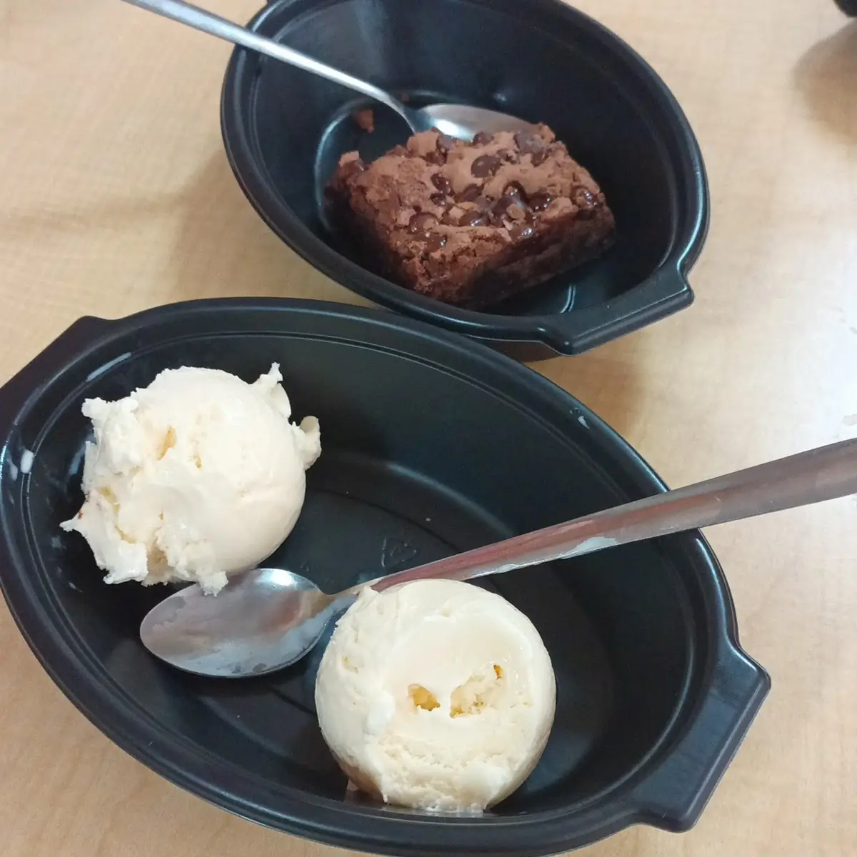 Brownie and Vanilla Ice Cream
