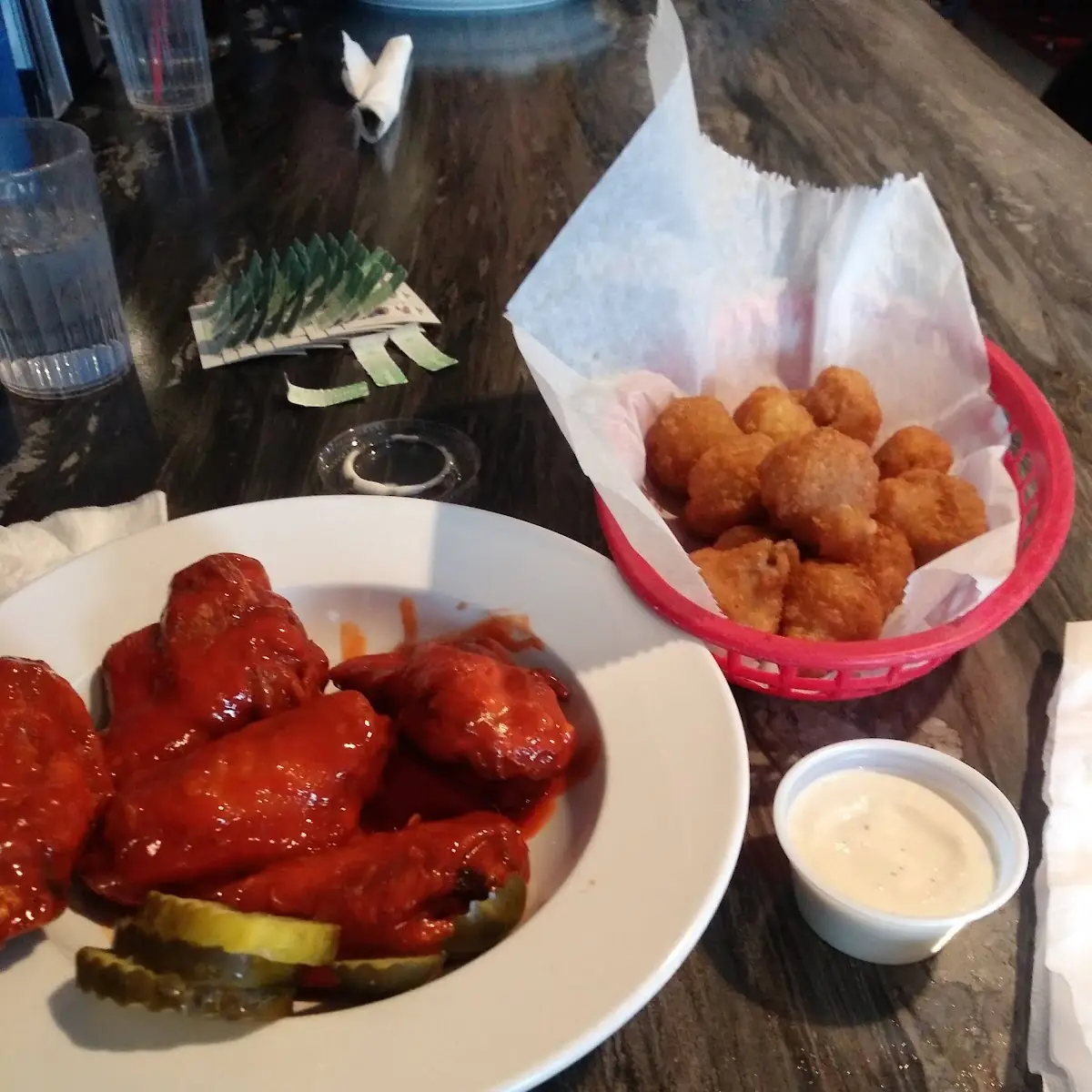 Buffalo Wings and Breaded Mushrooms