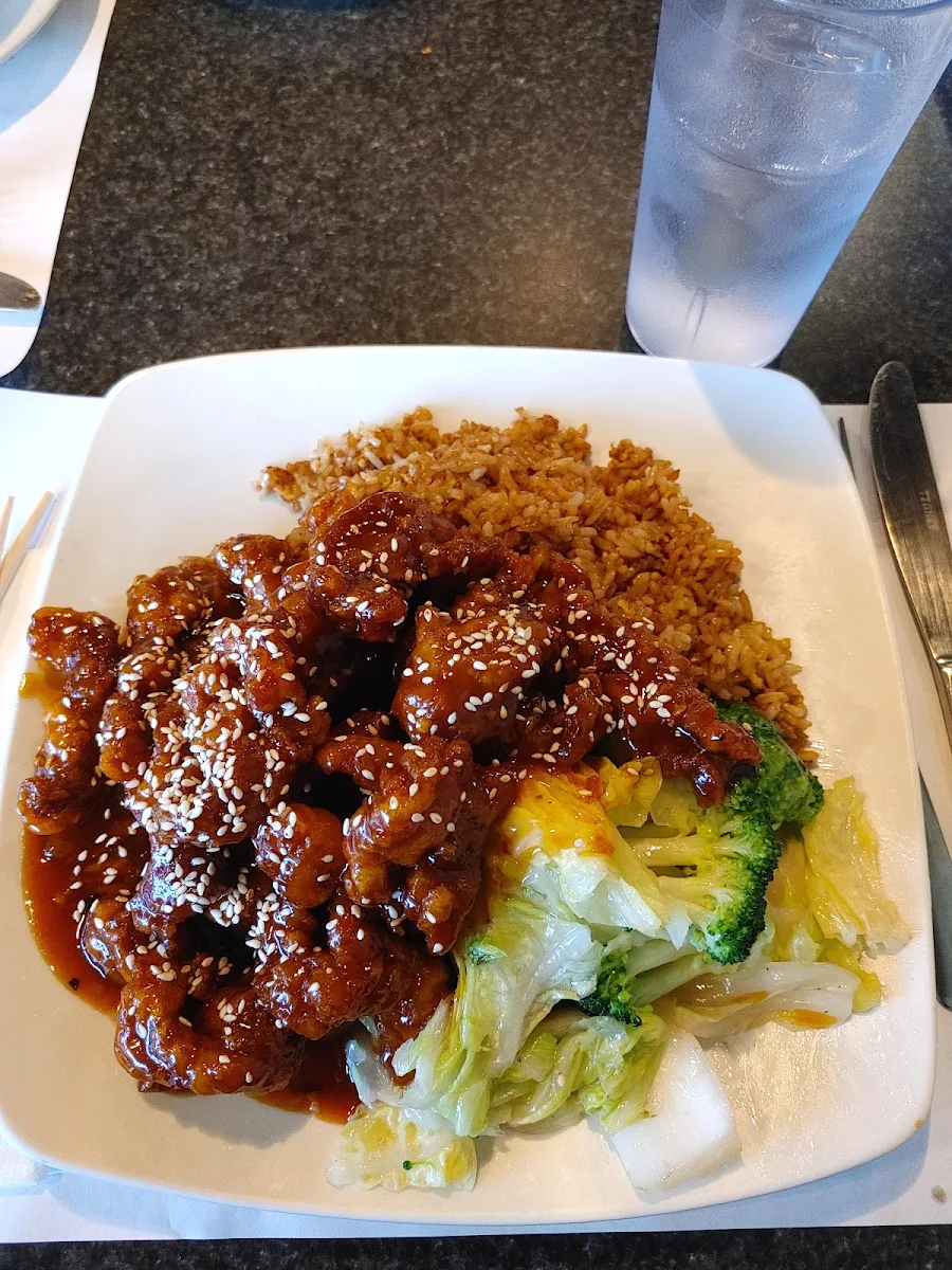 Sesame Beef with Fried Rice, wok cafe des sources