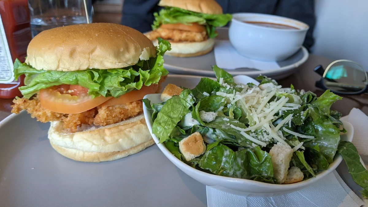 Shrimp Burger with Caesar Salad