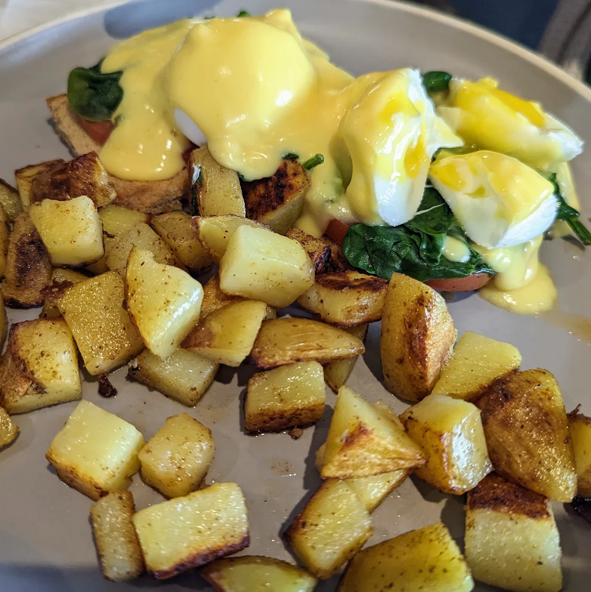 Spinach Eggs Benedict, Frankly Coffee And Bistro