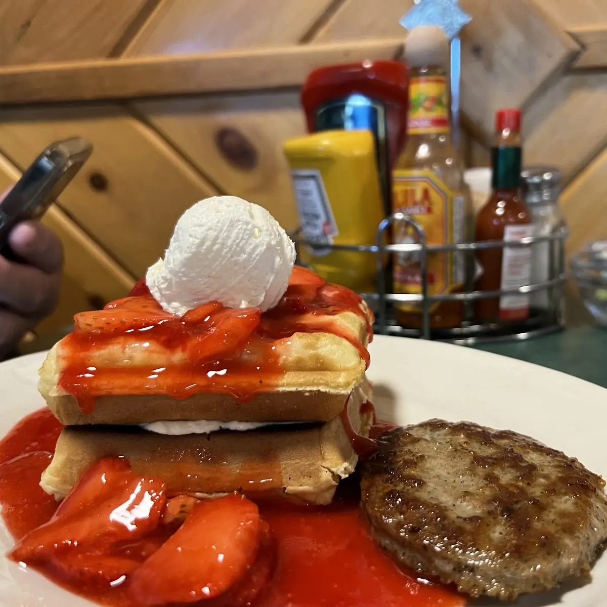 Strawberry Waffle with Sausage