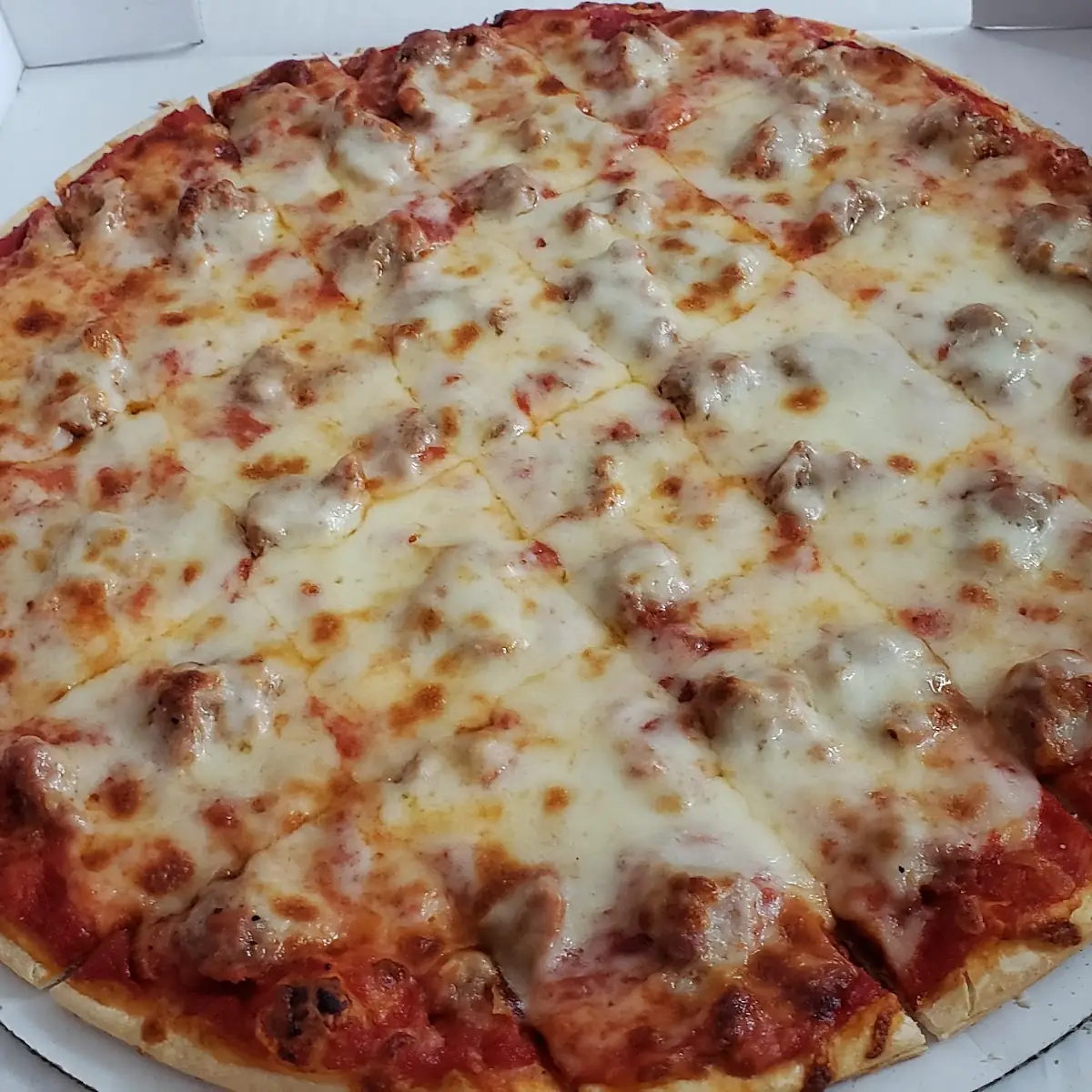 Thin Crust Sausage and Cheese