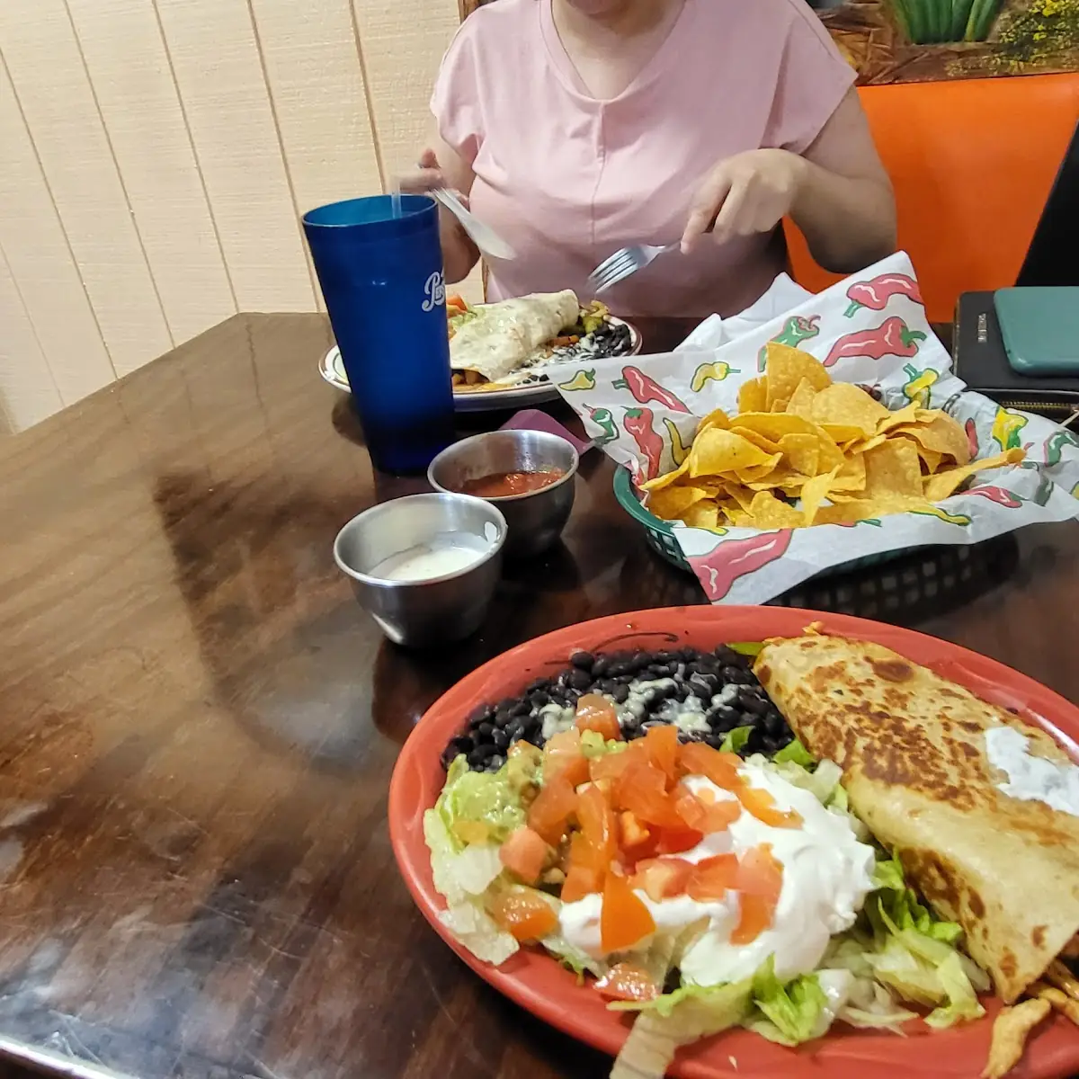 Lunch Quesadilla Rellena with Beef and Substitute Black Beans for Rice