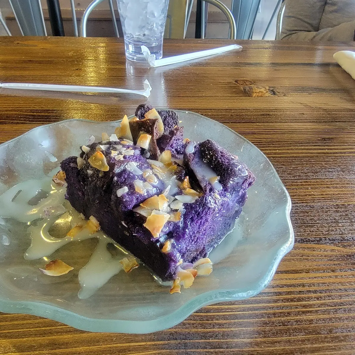 Ube Bread Pudding with Coconut Cream